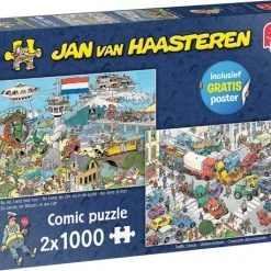 Jan Van Haasteren Verkeerschaos & Ter Land Ter Zee En In De Lucht - Legpuzzel 2x1000 Stukjes